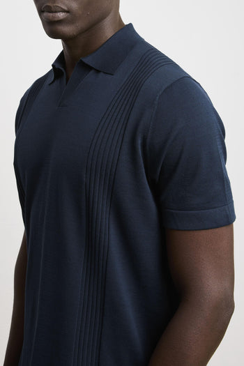 3462 Polo in maglina manica corta a costine blu - 5