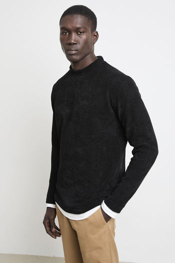 2538 Maglia ciniglia doppia nera - 3