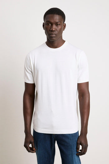 3210 T-shirt in maglina seta e cotone panna - 3