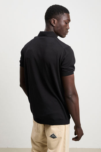 3213 Polo in maglina seta e cotone manica corta nera - 5