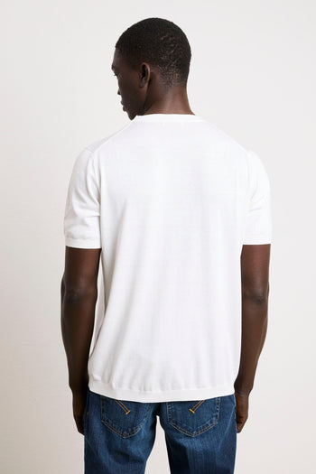3210 T-shirt in maglina seta e cotone panna - 4