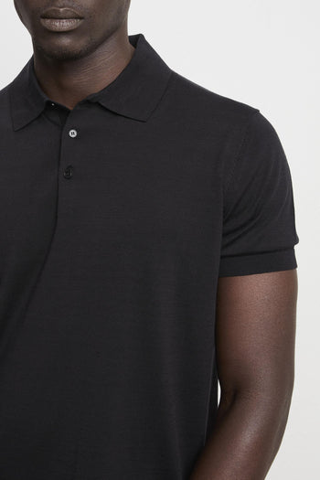 3213 Polo in maglina seta e cotone manica corta nera - 2