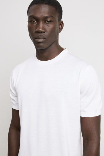 3210 T-shirt in maglina seta e cotone panna - 5