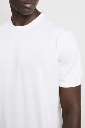 3210 T-shirt in maglina seta e cotone panna - 2