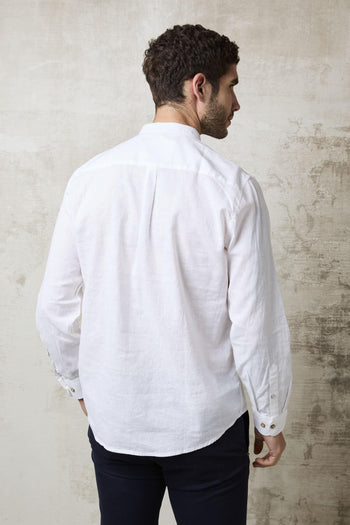 1715 Camicia bianca coreana in lino - 5