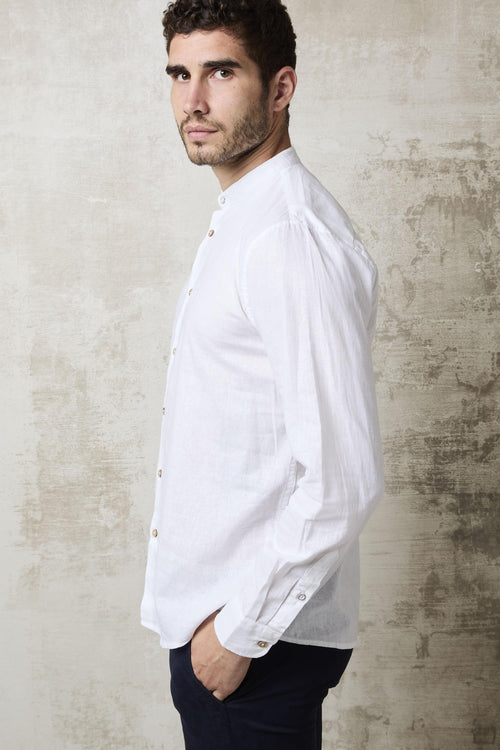 1715 Camicia bianca coreana in lino