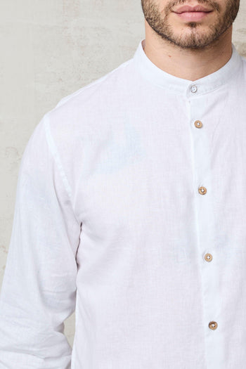 1715 Camicia bianca coreana in lino - 7