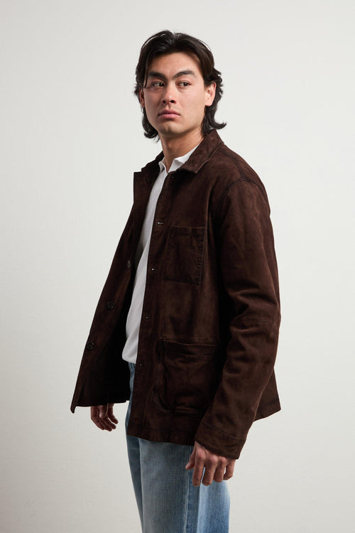 3492 Giacca in pelle scamosciata marrone