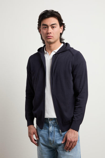 3471 Felpa in maglina con cappuccio blu