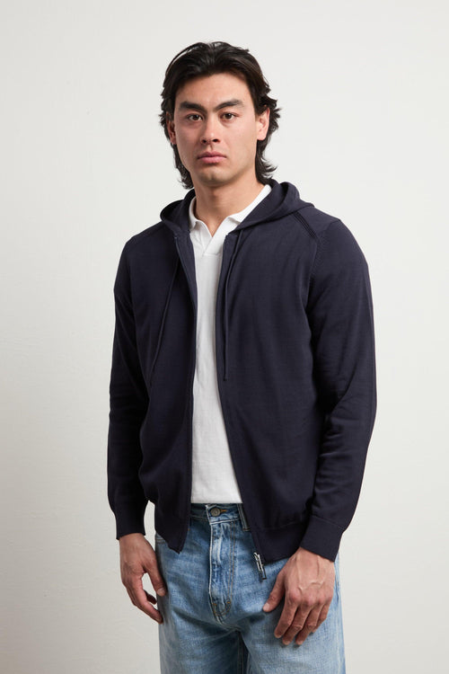 3471 Felpa in maglina con cappuccio blu