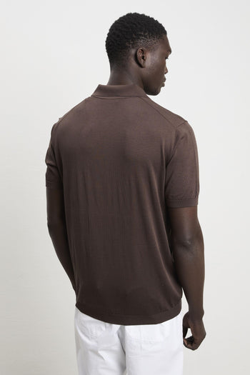 3215 Polo in maglina seta e cotone manica corta moro - 6