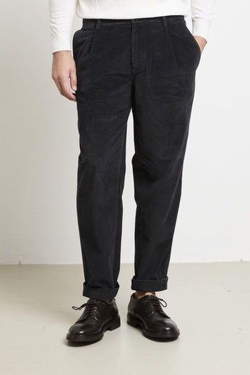 2511 Pantalone nero Blick microfantasia in velluto - 2