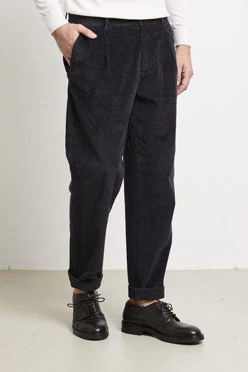 2511 Pantalone nero Blick microfantasia in velluto - 3