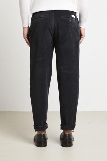 2511 Pantalone nero Blick microfantasia in velluto - 5