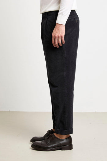 2511 Pantalone nero Blick microfantasia in velluto - 7