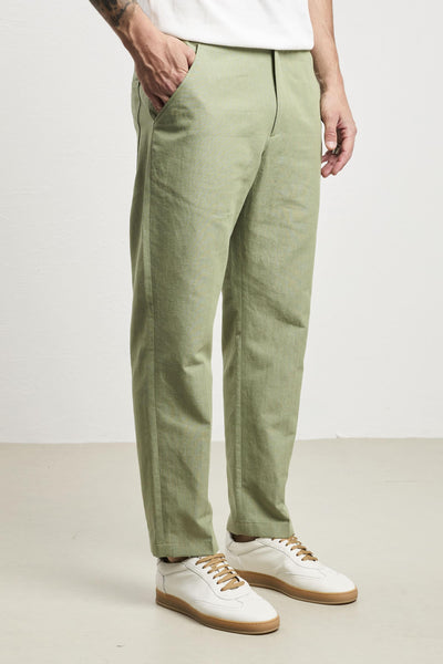 3091 Pantalone Dylan in lino verde