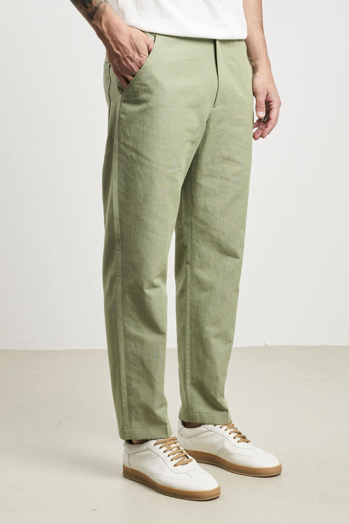 3091 Pantalone Dylan in lino verde