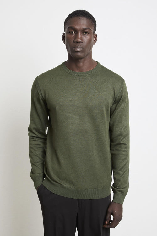 2816 Maglia verde girocollo