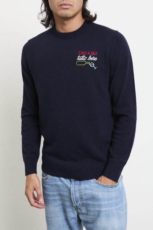 2714 Maglia blu "Fino a qui tutto bere"