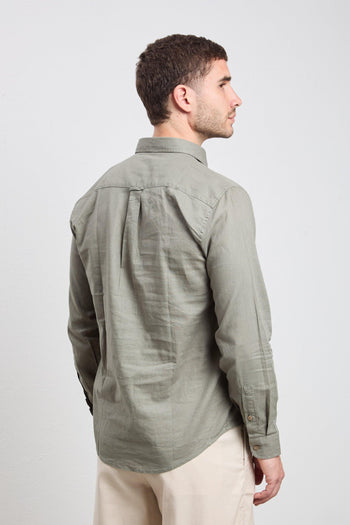 3159 Camicia manica lunga in lino verde - 5