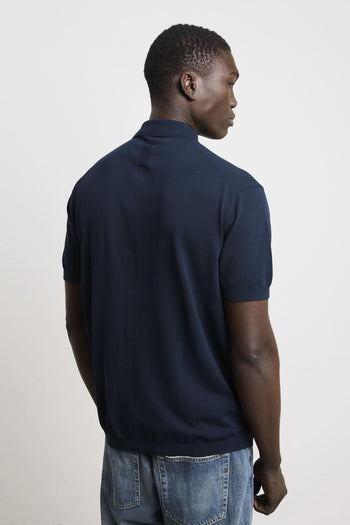 3446 Camicia manica corta in maglina blu - 6