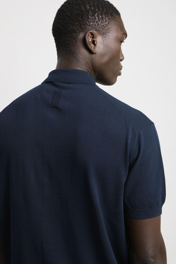 3446 Camicia manica corta in maglina blu - 7