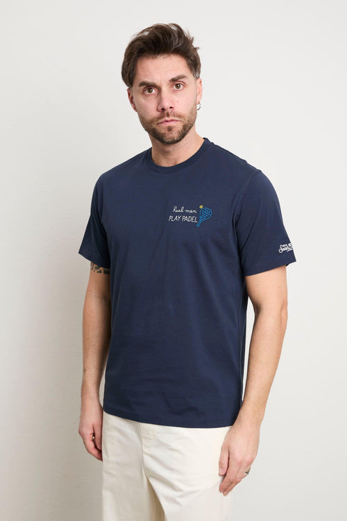 3517 T-shirt "Real men play padel" blu