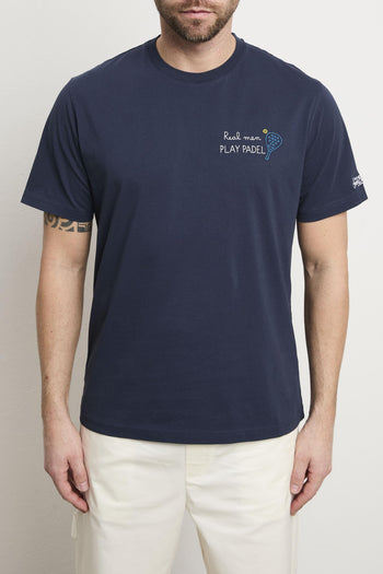 3517 T-shirt "Real men play padel" blu - 3
