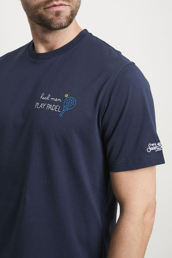3517 T-shirt "Real men play padel" blu - 2