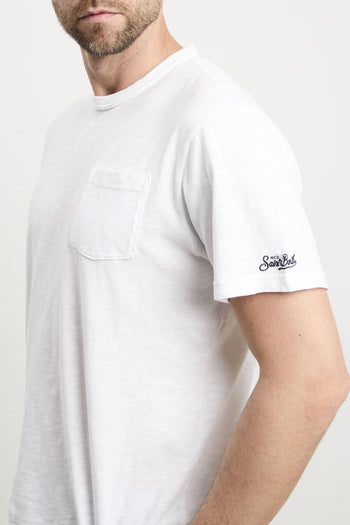 3527 T-shirt bianca con taschino - 2
