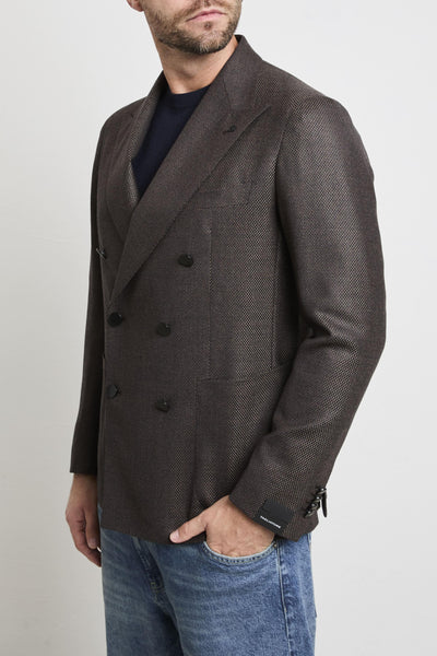 2654 Giacca marrone Doppiopetto microfantasia