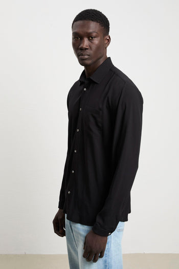 3426 Camicia in viscosa a maniche lunghe nera - 5