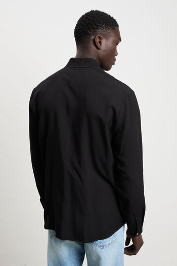 3426 Camicia in viscosa a maniche lunghe nera - 7