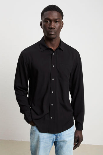 3426 Camicia in viscosa a maniche lunghe nera - 6