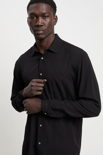 3426 Camicia in viscosa a maniche lunghe nera - 4