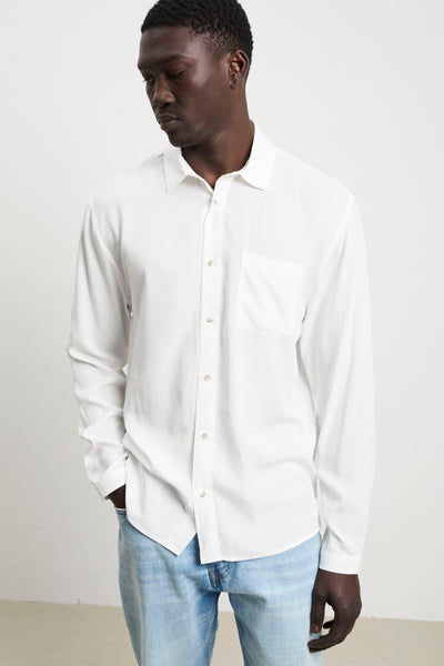 3425 Camicia in viscosa a maniche lunghe panna