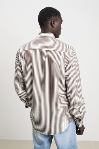 36 - 3345 Camicia a maniche lunghe fantasia bastoncino marrone - 3