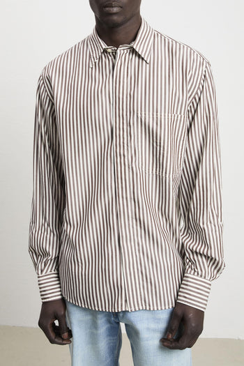 36 - 3345 Camicia a maniche lunghe fantasia bastoncino marrone - 4