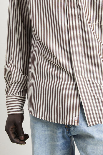 36 - 3345 Camicia a maniche lunghe fantasia bastoncino marrone - 7