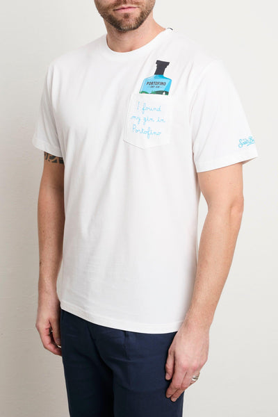 3521 T-shirt "I found my gin in Portofino" bianca