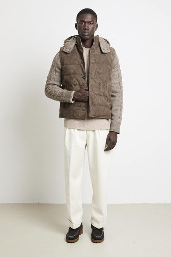 2675 Giubbotto in suede reversibile tortora - 5