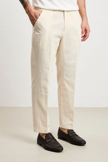 3090 Pantalone Dylan in lino crema - 2