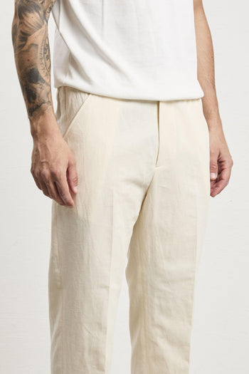 3090 Pantalone Dylan in lino crema - 3