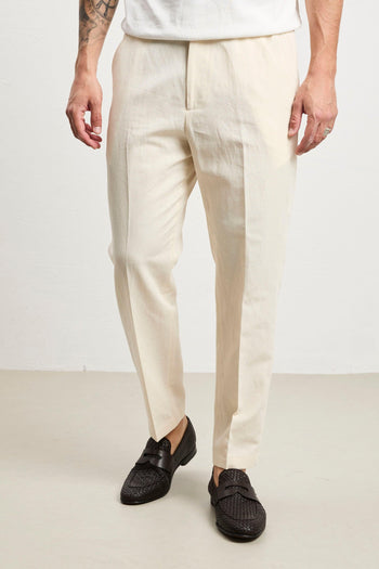 3090 Pantalone Dylan in lino crema - 4