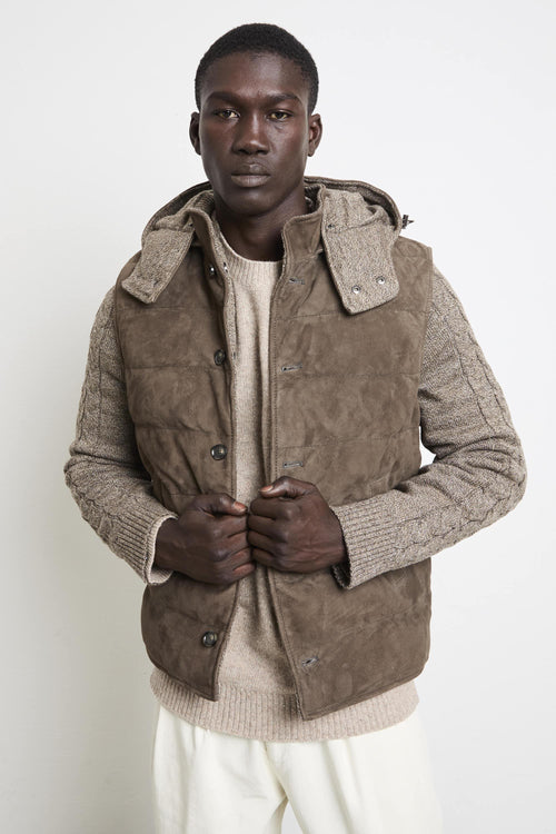 2675 Giubbotto in suede reversibile tortora