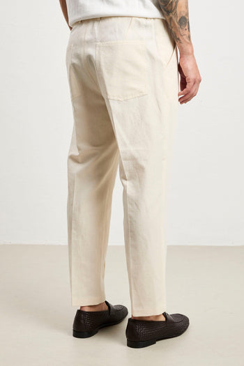 3090 Pantalone Dylan in lino crema - 5