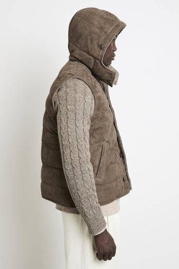 2675 Giubbotto in suede reversibile tortora - 2