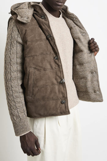 2675 Giubbotto in suede reversibile tortora - 3