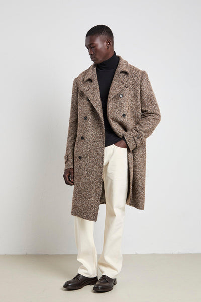 2388 Cappotto doppiopetto mouliné marrone