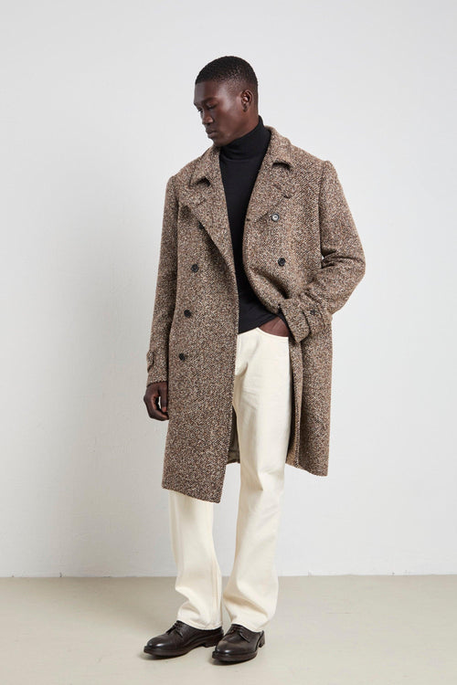 2388 Cappotto doppiopetto mouliné marrone